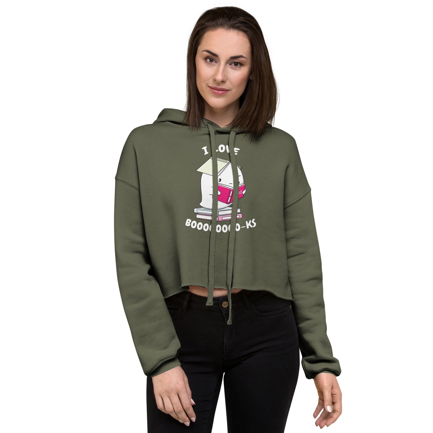 I love books - Cropped Hoodie