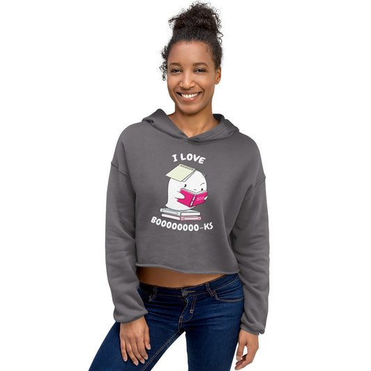 I love books - Cropped Hoodie